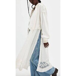 Free People Float On Cardi Hoodie Crochet Cardigan Duster Large Boho Festival